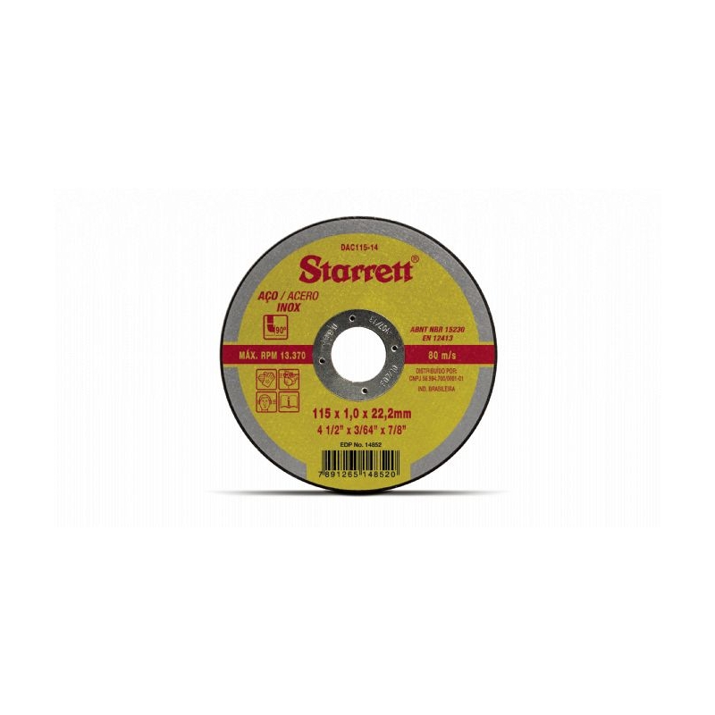 Foto Disco Corte 4.1/2X3/64X7/8 (115X1.0X22,23) STARRET DAC115-14