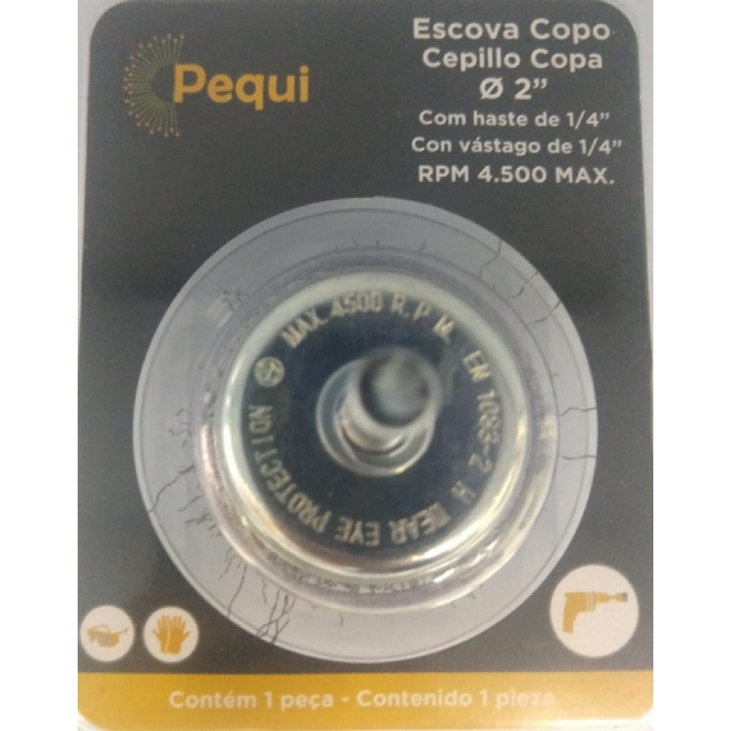 Foto ESCOVA COPO 2 HASTE 1/4 AÇO CARBONO PEQUI 600821