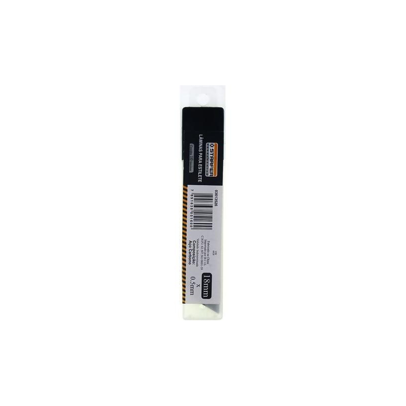 Foto Lâminas Para Estilete 18 X 0,37MM C/10 Pçs Starfer 03613518
