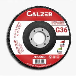 Foto Flap Disc Fibra 4.1/2 x 7/8 (115x22,23mm) GR-36 Zirc Azul Galzer